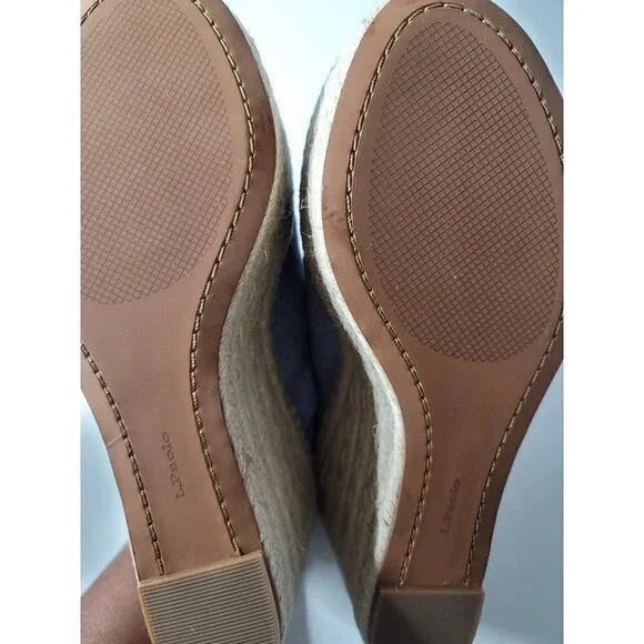 New Linea Paolo Everly Women's Wedge Peep Toe Blue Nubuck Sandals  SZ 9.5 - Picture 5 of 8